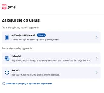 Metody logowania do usług gov.pl za pomocą Profilu Zaufanego, e-dowodu i aplikacji mObywatel