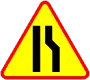Znak A-12b Zwężenie jezdni - prawostronne
