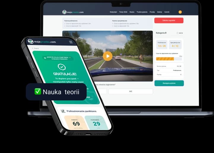 nauka teorii na prawo jazdy online telefon i macbook z testami mojeprawko.com