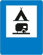 Znak D-31 Obozowisko (camping) wyposażone w podłączenia elektryczne dla przyczep kempingowych