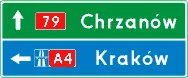 Znak E-2e Drogowskaz tablicowy umieszczany przed wjazdem na autostradę