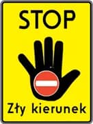 Znak F-24 Zły kierunek